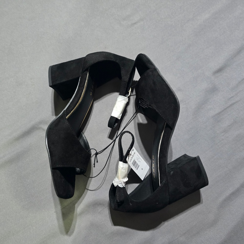 Torrid Ankle Strap Block Heel Women 8WW Black Suede Gold Accent 44800741